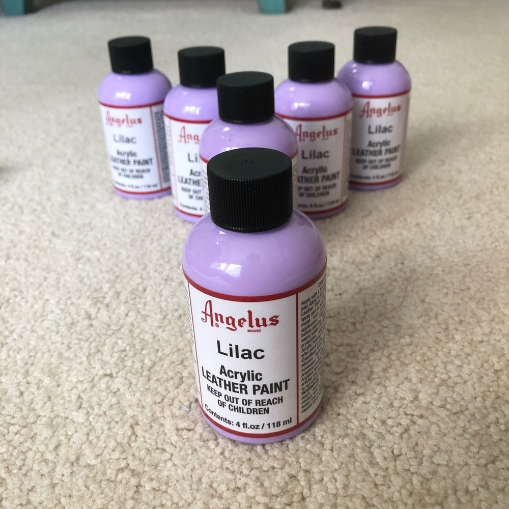 6 lilac leather paints and 1 deglazer